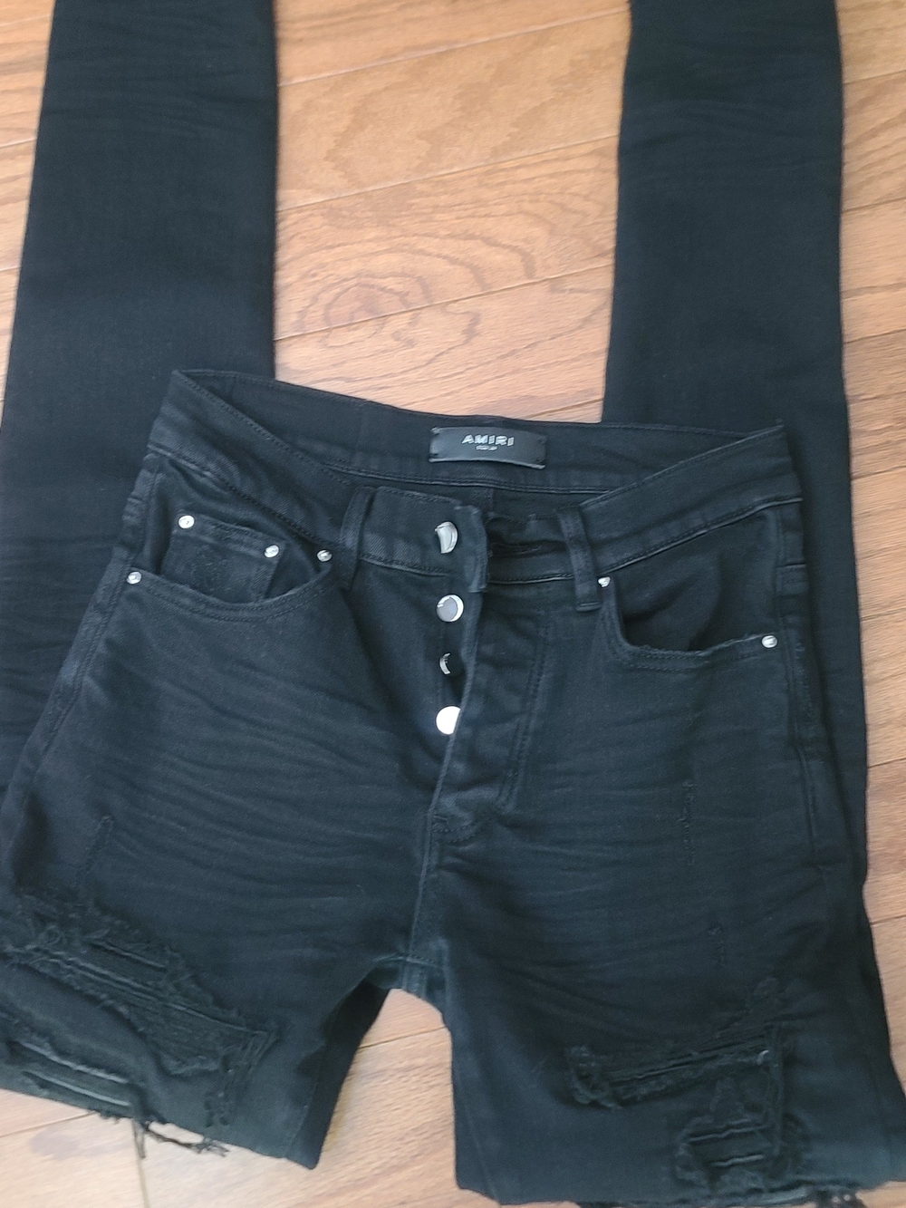 AMIRI Women's Black Distressed Skinny Jeans